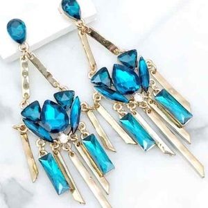 Cherryl's Jewelry - Teal Crystal & Hammered Gold Chandeliers Cherryl's Jewelry - Teal Crystal & Hammered Gold Chandeliers